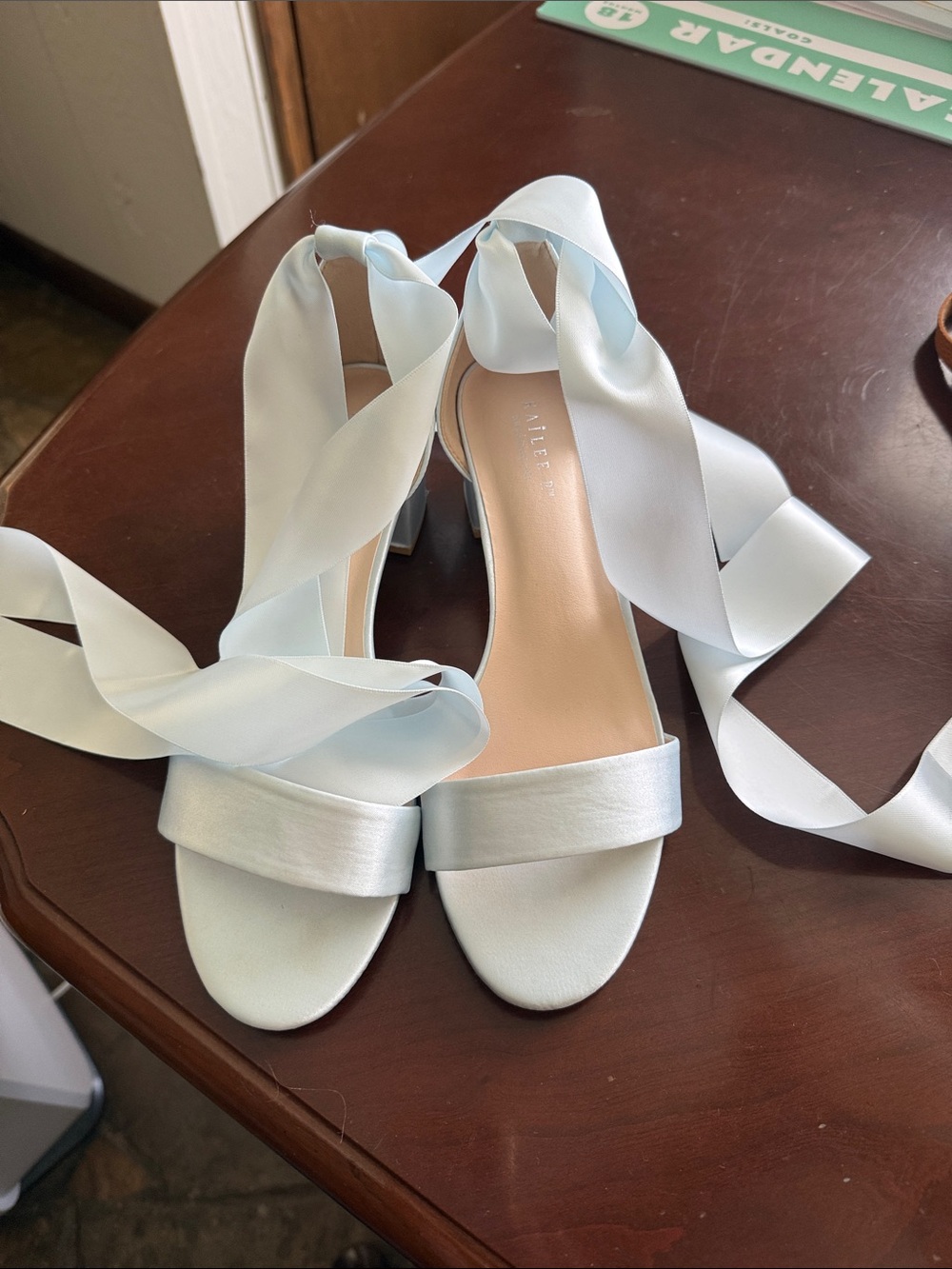 Satin Ankle-Tie Heeled Sandals in Pale Blue